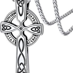 FaithHeart Norse Viking Rune  with Adjustable Braided Leather  Chain Necklace